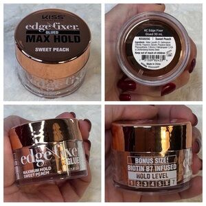 Kiss Edge Hair Styling Fixer Glue, Sweet Peach scent with Rose Gold Lid